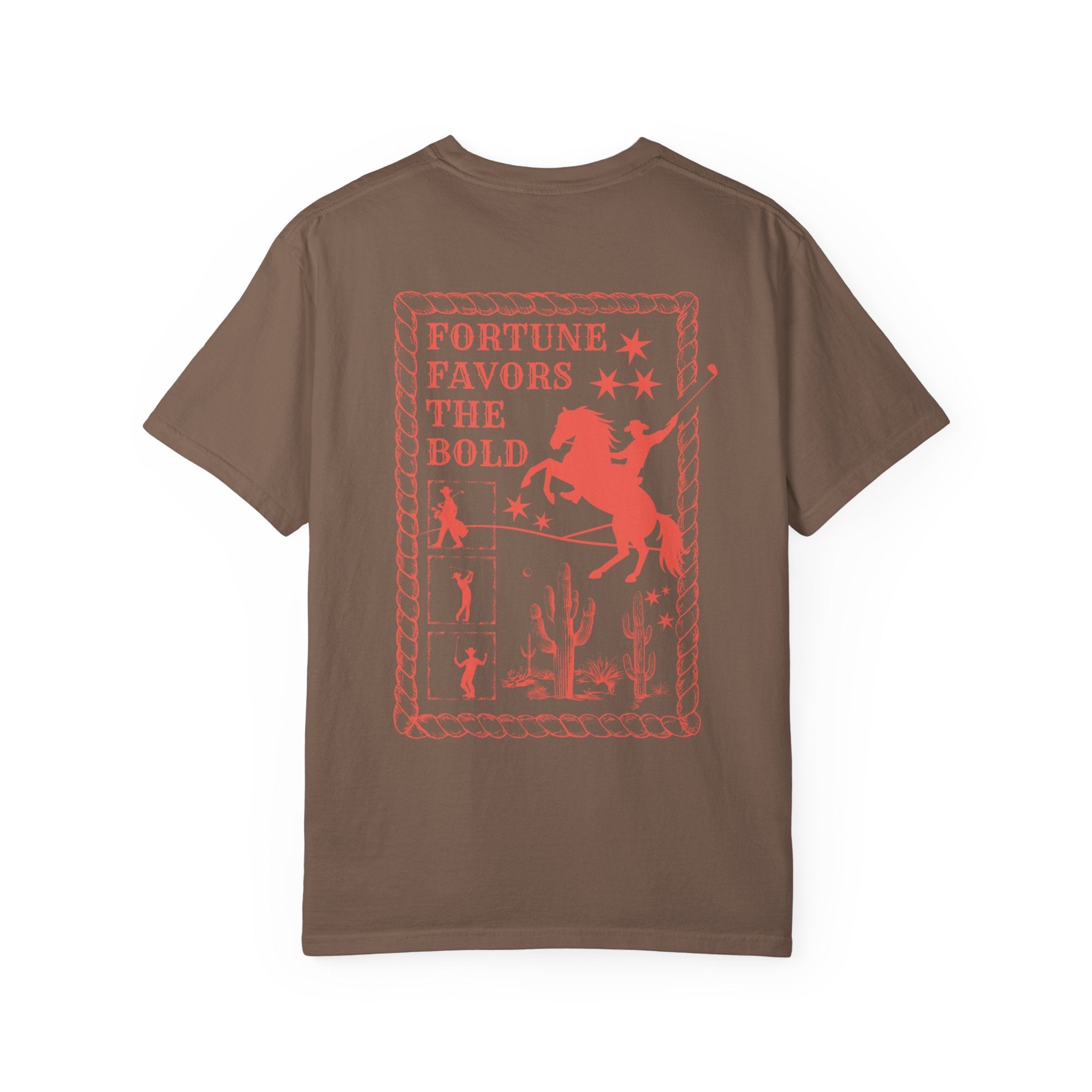 Men’s Golf Graphic T-Shirt | Fortune Favors the Bold Design | Bold Beginnings Collection | Sand Trap Studio” - Sand Trap Studio